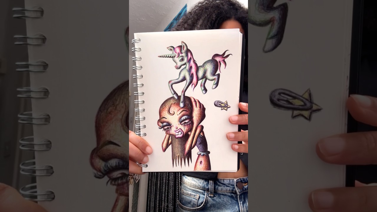 For every girl that hated PINK! 💖 #y2k #coquette #unicorn #drawing #artreveal #sketchbook #oc #art