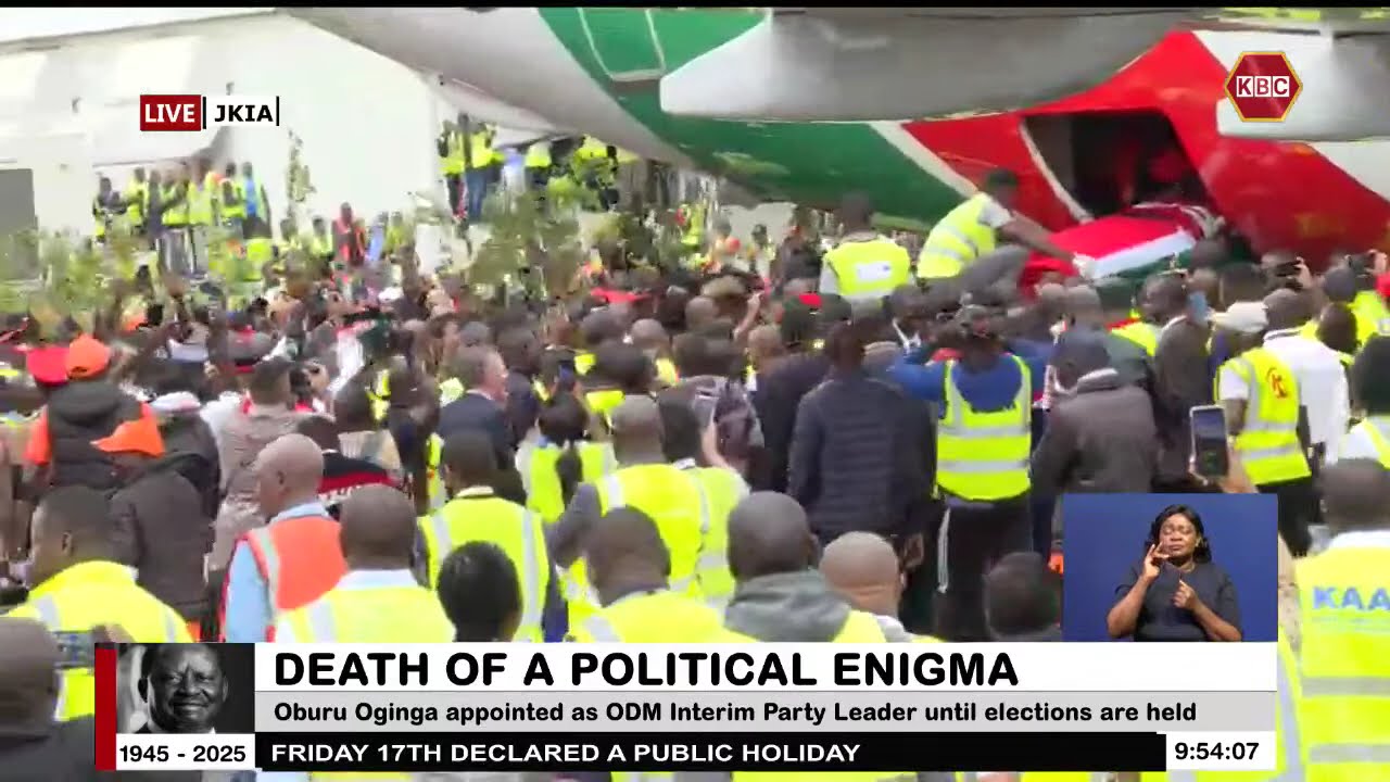 Raila Odinga's body offloaded from plane at JKIA