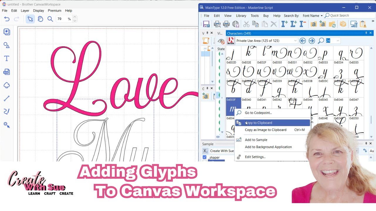 How to Use a Script Font with Swirls in Canvas Workspace - ScanNCut tutorial  #Canvas Workspace