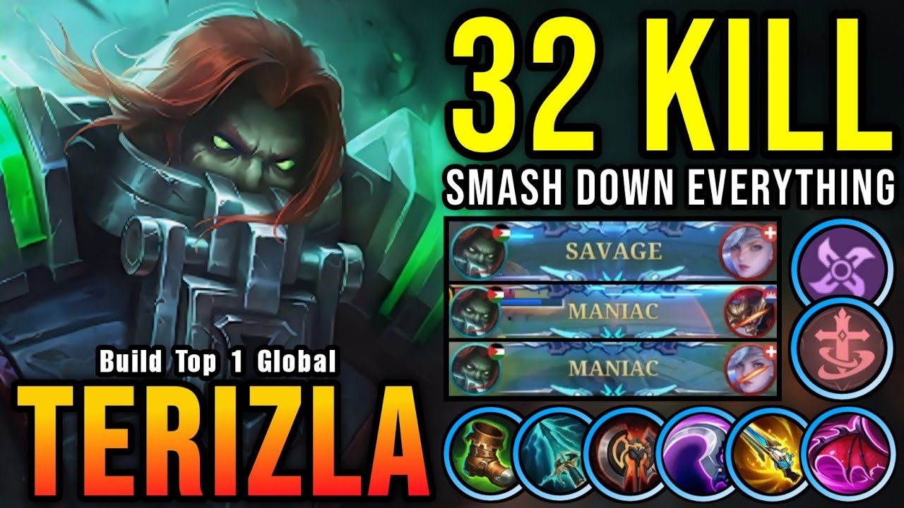 SAVAGE & MANIAC!! 32 Kills Terizla The Real Monster!! - Build Top 1 Global Terizla ~ MLBB