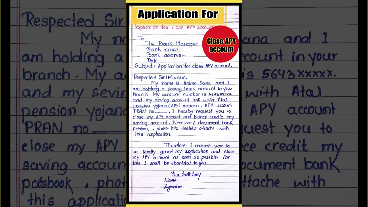 Application For close APY account