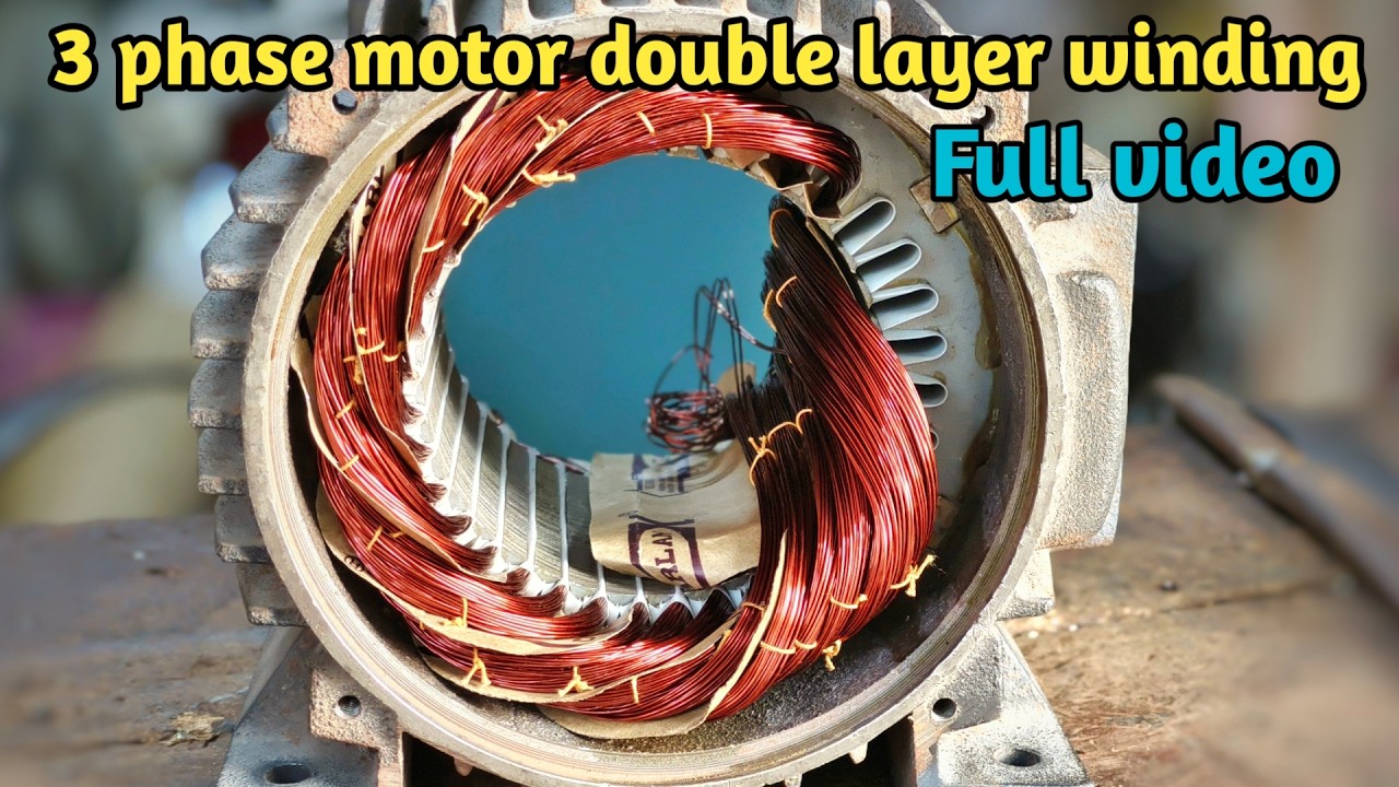 3 phase 2 hp motor double layer winding with all diagrams detailed video | 3 phase motor winding