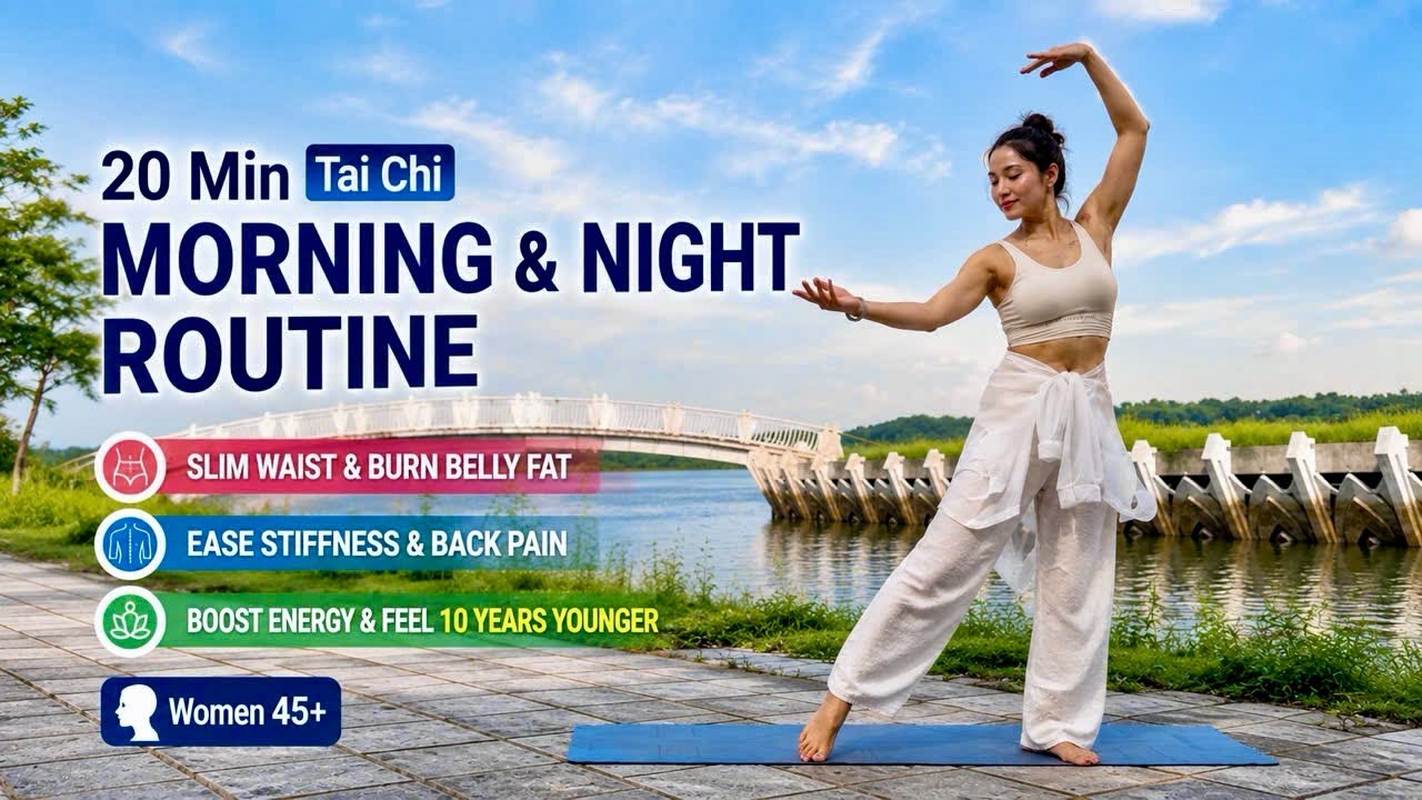 20-Min Tai Chi Morning & Night Routine | Slim Waist & Ease Stiffness After 45