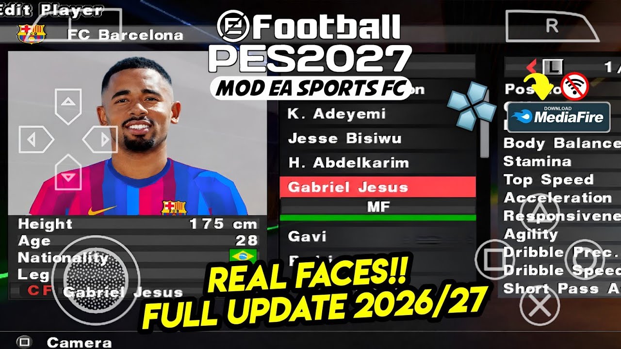 eFootball PES 2027 PSP Android Offline PS5 Camera | eFootball 2027 PPSSPP Season Update UCL & 4K HD