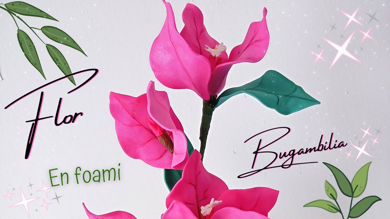 Cómo hacer flores de Bugambilias en foami, fáciles y sin moldes🌸 flor de bugambilia en foami