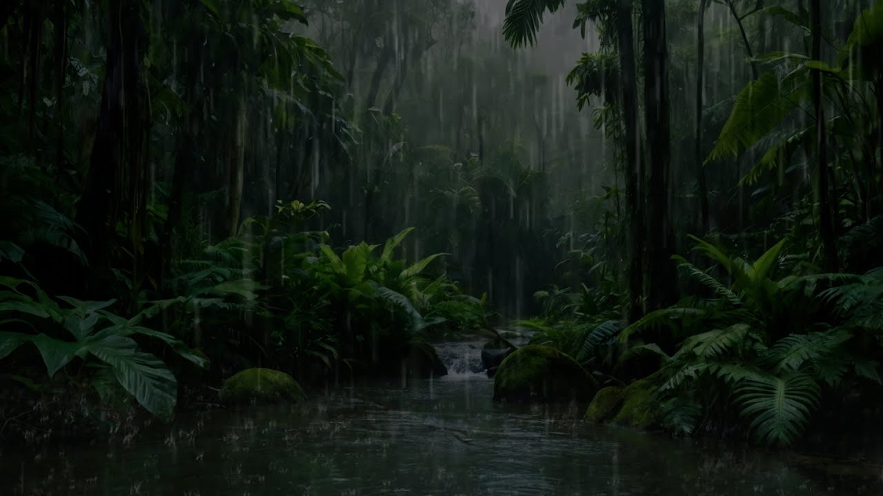 Calming Rain and Distant Thunder 🌧 Black Screen Ambience for Deep Sleep