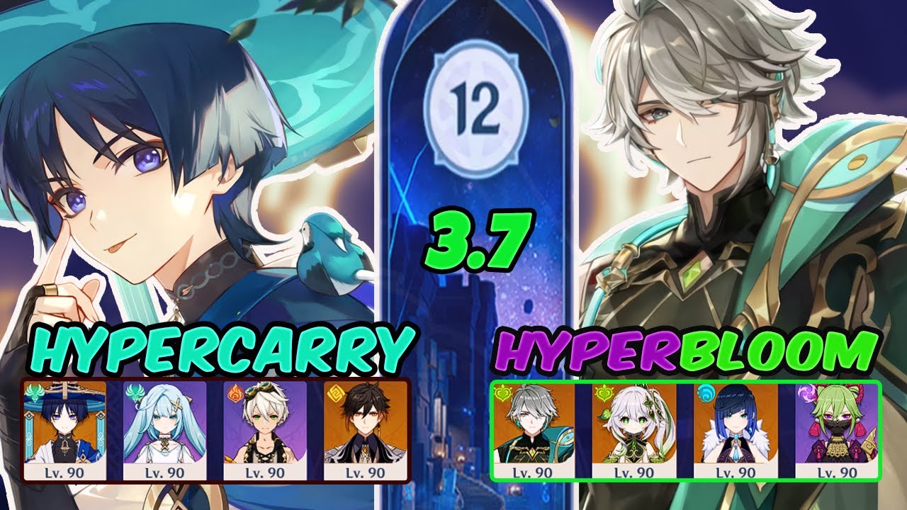 C0 AlHaitham Hyperbloom & C1 Wanderer - Genshin Impact Abyss 3.7 - Floor 12 9 Stars