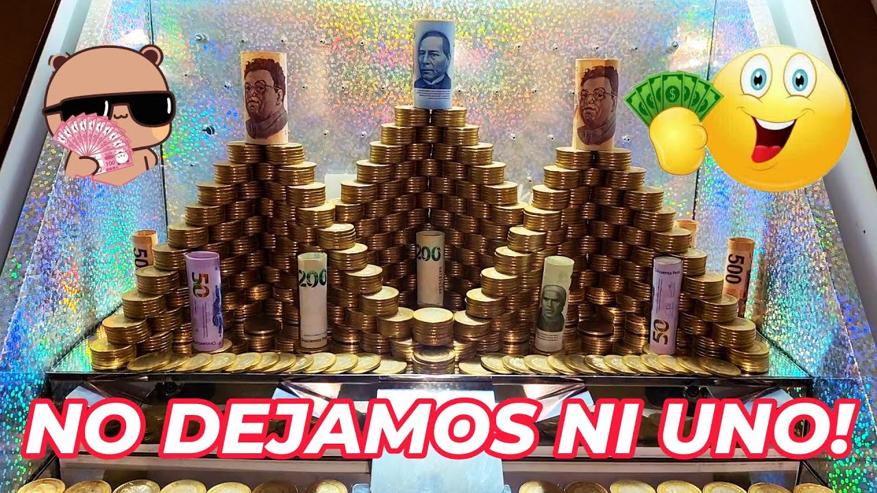LA DEJAMOS VACÍA!!🤑😱💵🤩🍀  MAQUINA EMPUJAMONEDAS DE $10 #dinero #money #foryou #challenge