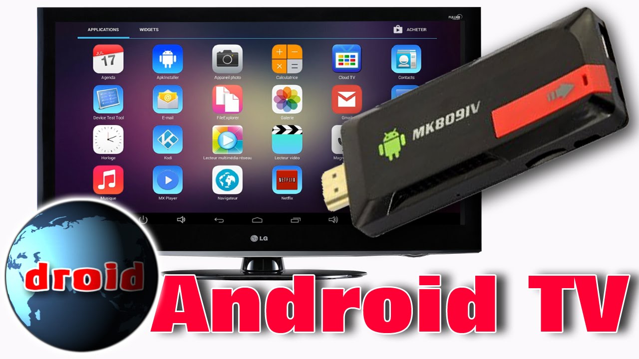 Clé usb android TV sur télévision LCD mini pc andoer MK809IV.