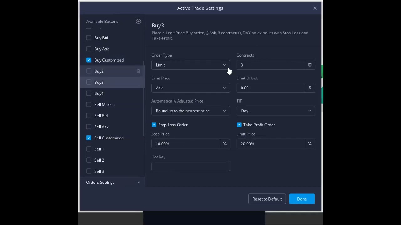 Webull Active Trade Advanced Settings