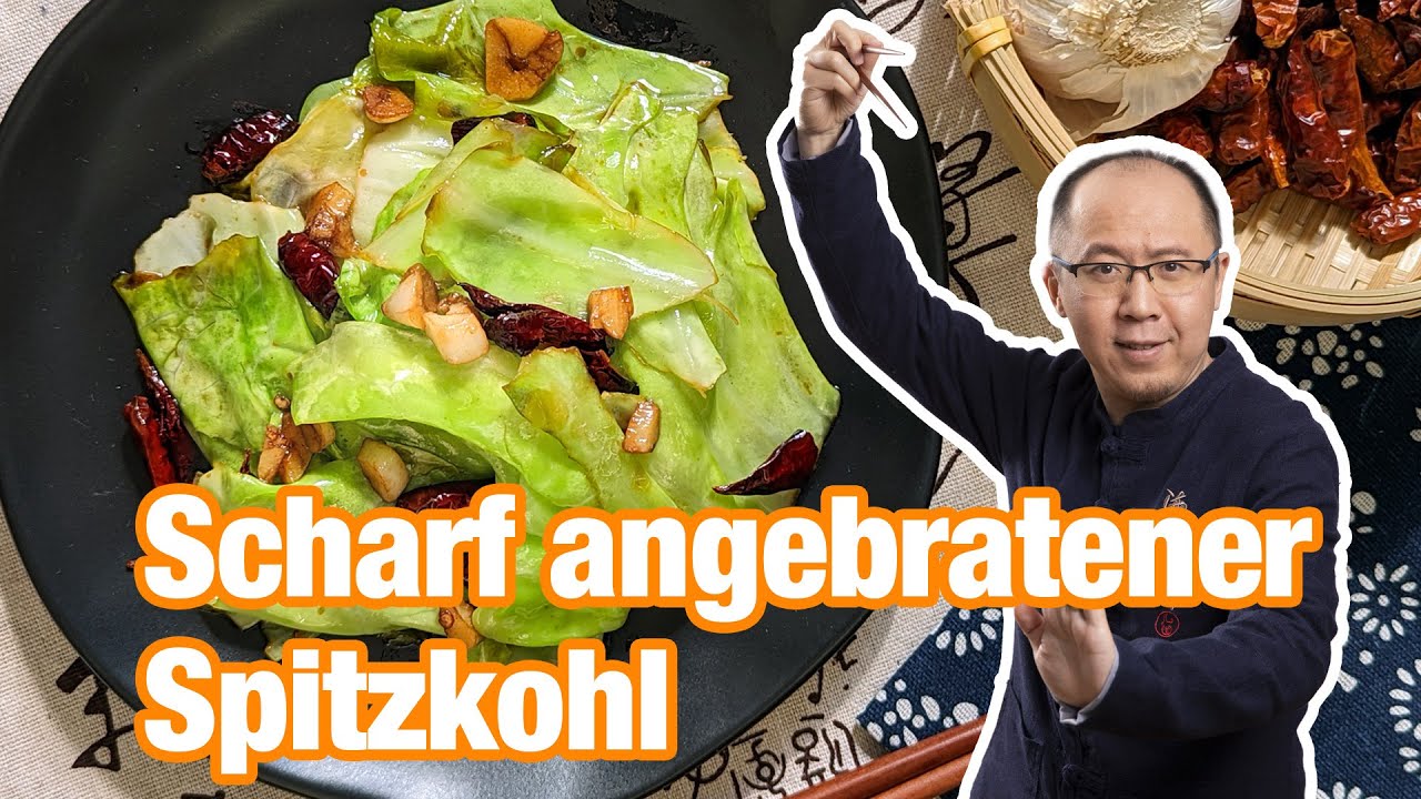 Scharf angebratener Spitzkohl mit Szechuan-Pfeffer (vegan)