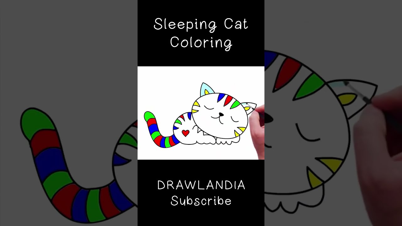 Art for kids 💛 Sleeping Funny Cat Coloring #short