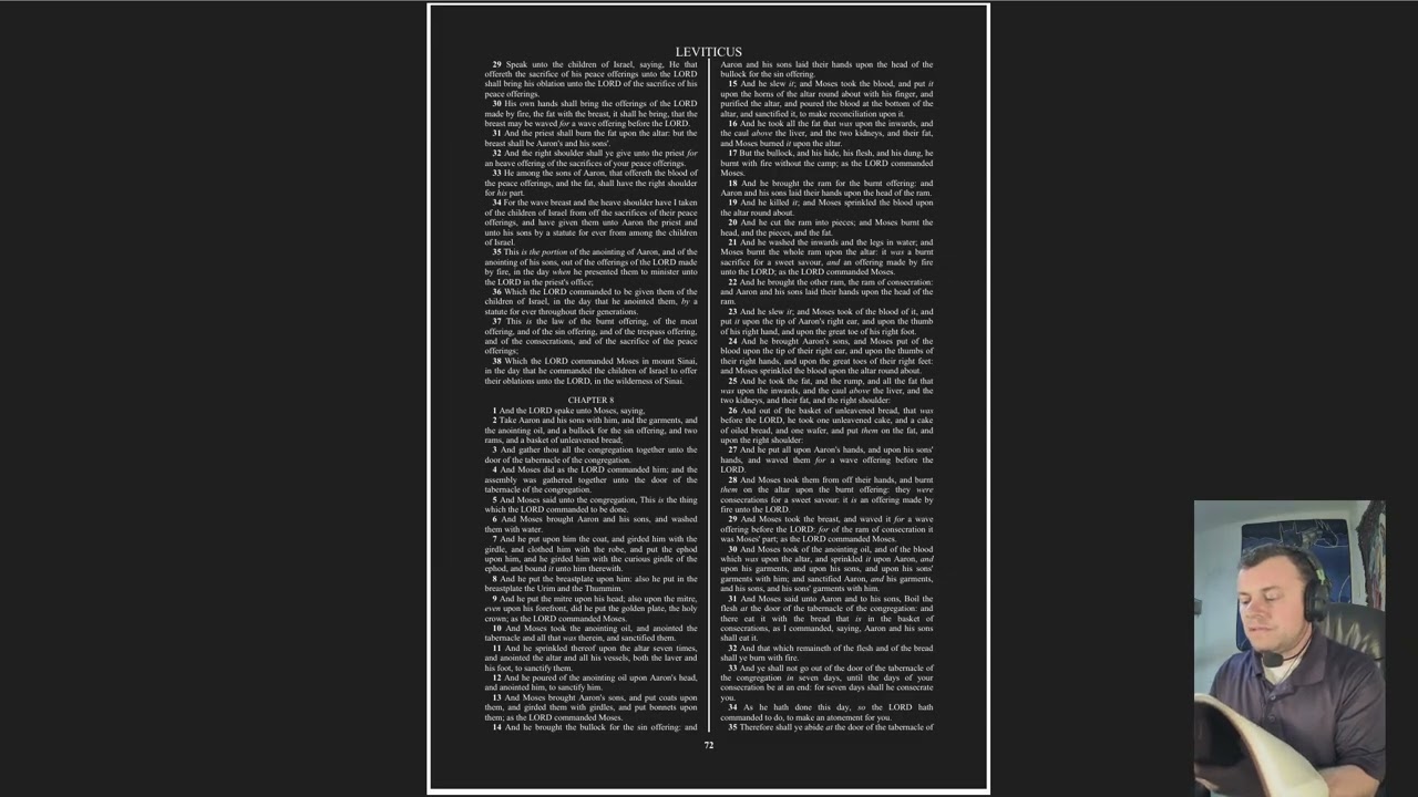 A Chapter A Day To Keep The Devil At Bay, Leviticus Chapter 8 NLT (KJV on screen)