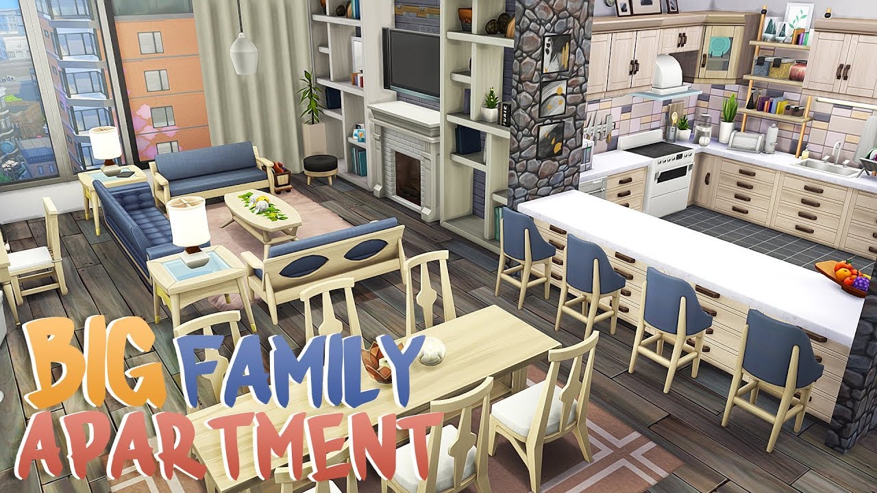 BIG FAMILY APARTMENT 💙 | The Sims 4 | Apartment Renovation Speed Build