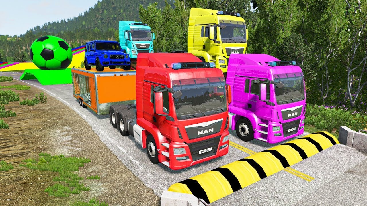 Flatbed Truck McQueen | Transportation with Truck - Pothole vs Car #1111 | BeamNG.Drive Gameplay