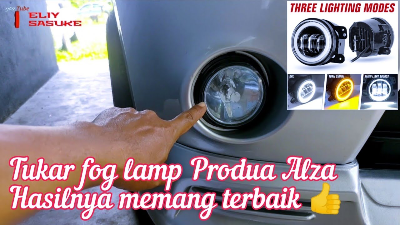 Pasang LUYOO led fog lights bumper kereta Produa Alza