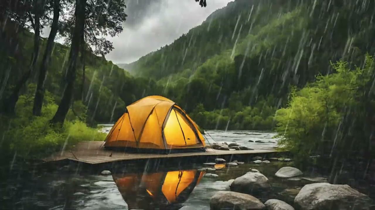 Tent Camping Rain: Incredible Rainstorm for Sleep | Heavy Rain & Piano Music Sounds to Relax Fast
