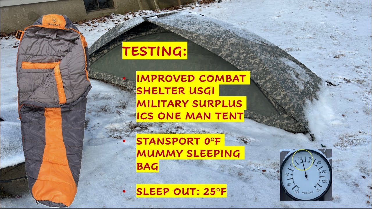 TEST: ICS Military Tent & Stansport 0°F Mummy Bag! Slept Out In 25°F!!