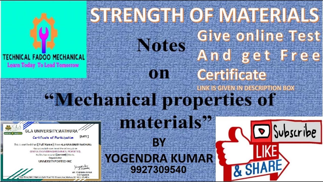 MECHANICAL PROPERTIES (STRENGTH OF MATERIALS)