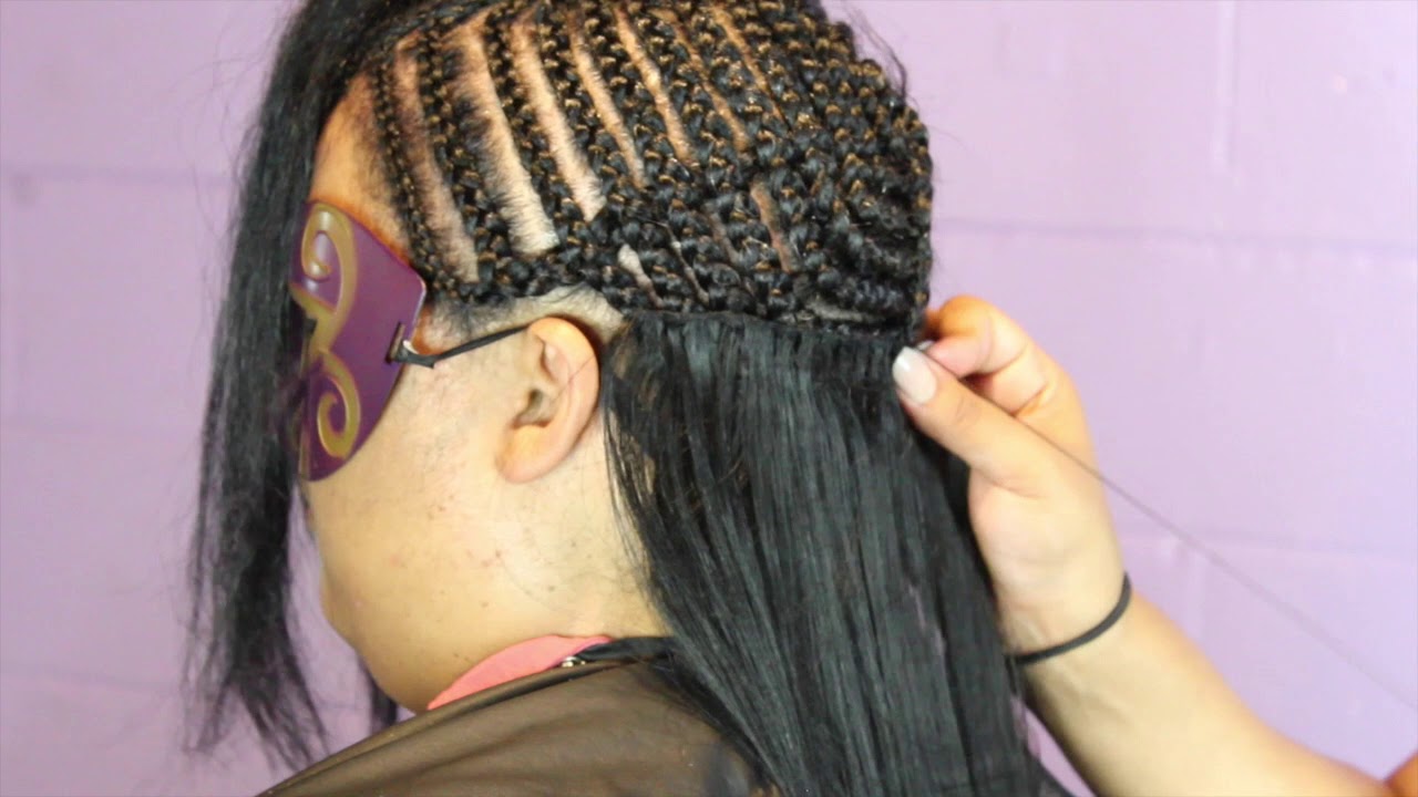 Natural Sew In TUTORIAL!! Thick hair braid down! Easy Technique! 