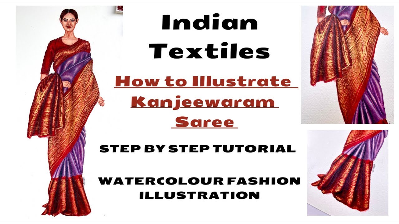 Fashion Illustration | Kanjeewaram Saree Illustration | Watercolour Fashion Illustration