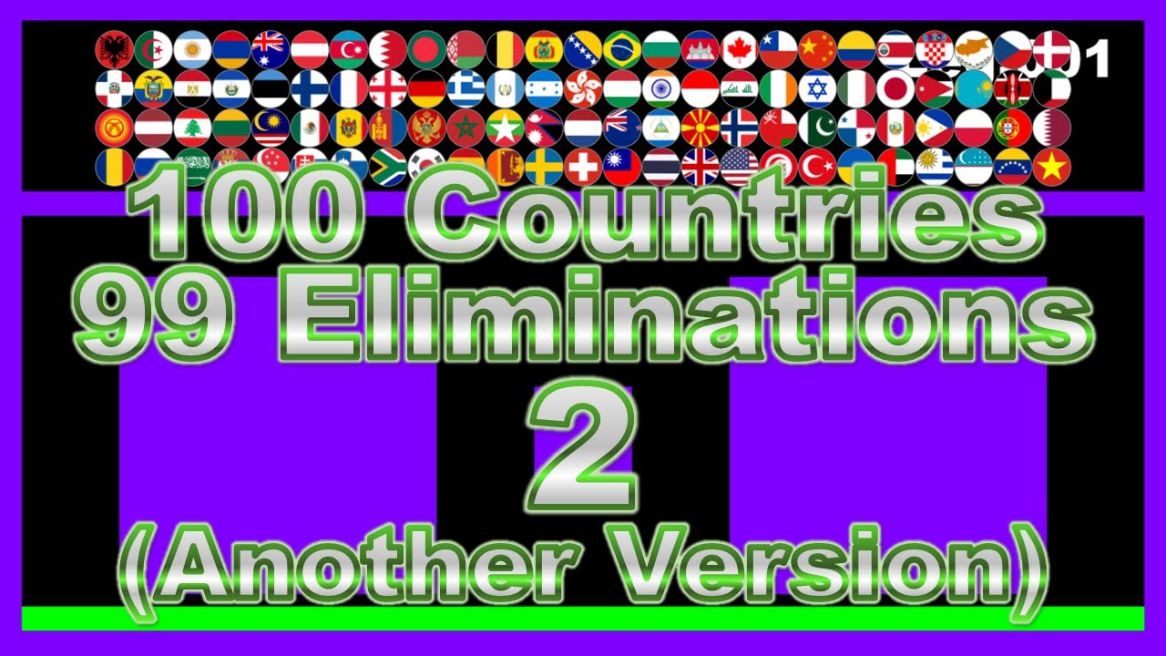 [Another Version]100 countries & 99 times elimination2 -marble race in Algodoo- | Marble Factory 2nd