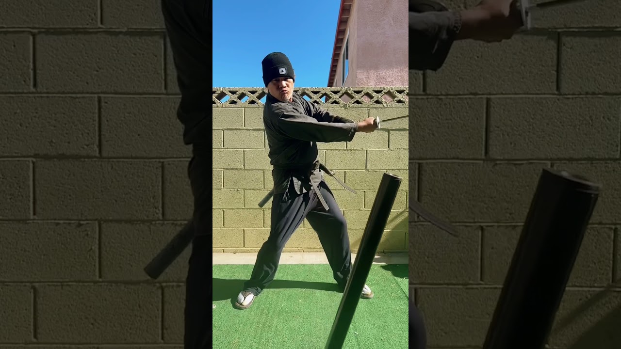 Cutting through an avocado with a Katana