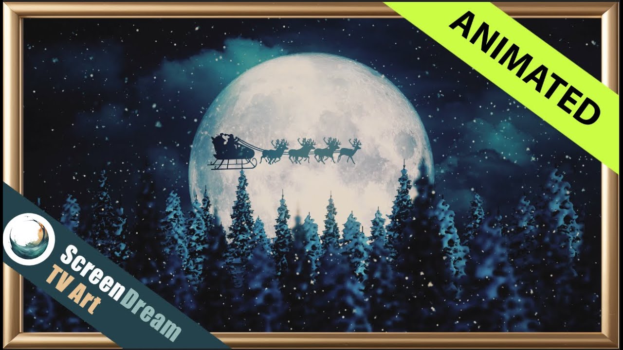 Christmas TV Art | Framed Winter TV Art & Music 🎵 | Christmas Santa Sleigh TV Art | Christmas Music