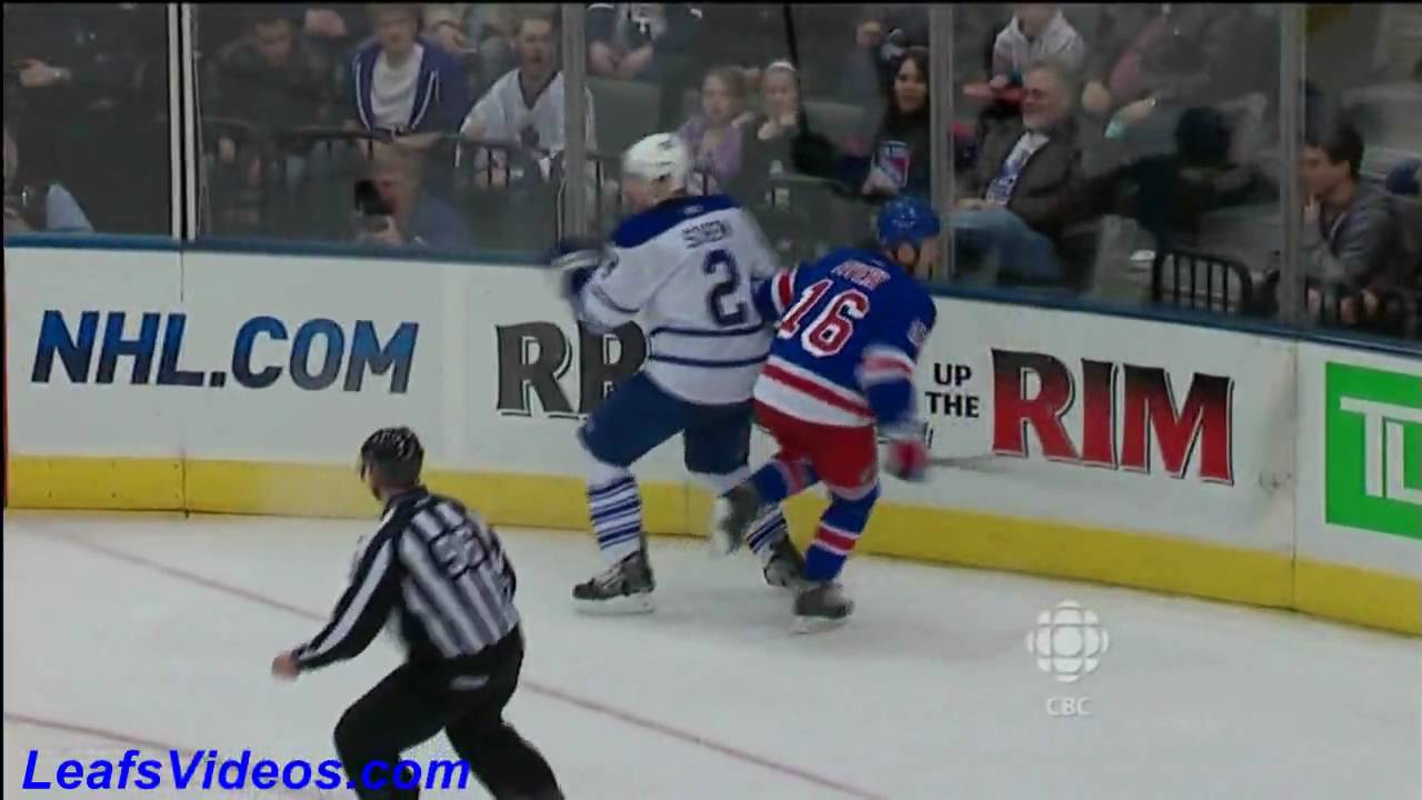 NYR 2 @ TOR 1 - Luke Schenn Hurts Sean Avery - 100327