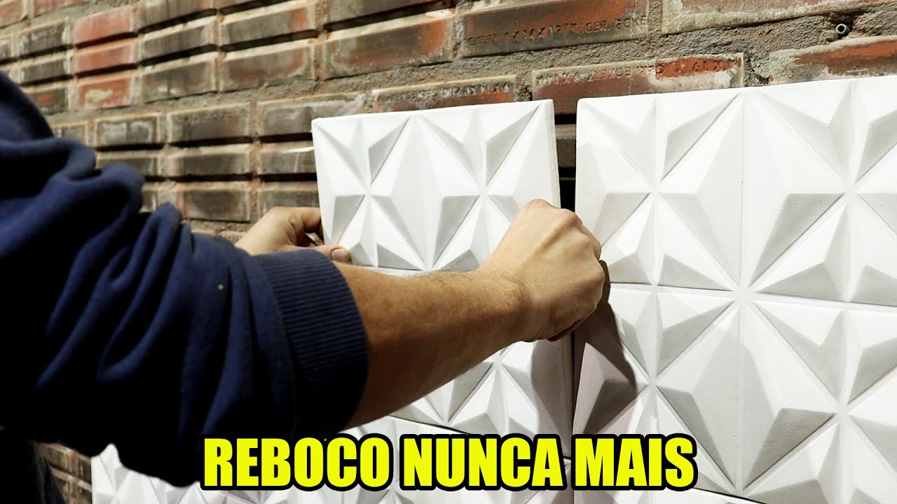 Como Colocar Placas de Gesso 3D Direto no Tijolo - Reboco Nunca Mais