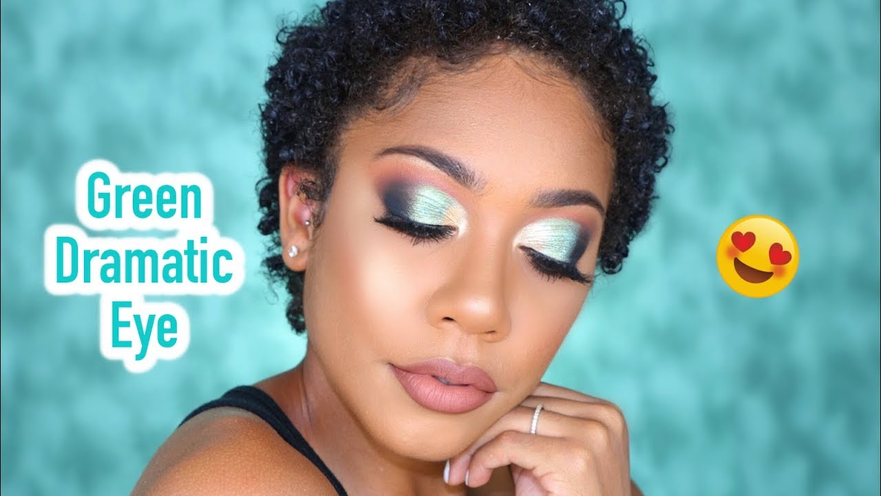 TWO TONED GREEN DRAMATIC EYE + NUDE LIP