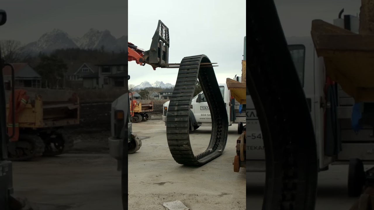 Using A Forklift To Carry Heavy Rubber Tracks  #heavyequipmentmechanic #heavydutyequipment #diy
