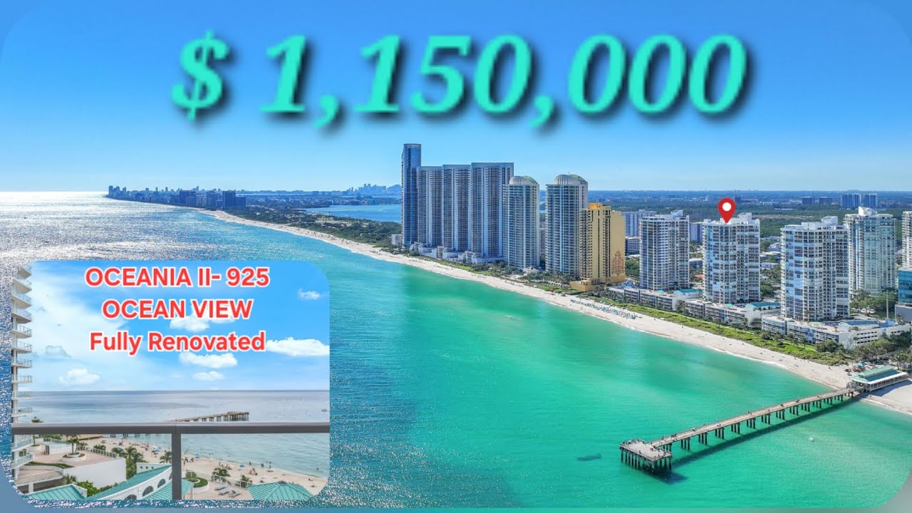 SHOW CASE OCEANIA II 925-  $ 1,15 M- 16445 Collins Ave, Sunny Isles Beach FL FULLY REMODELED, OCEAN 