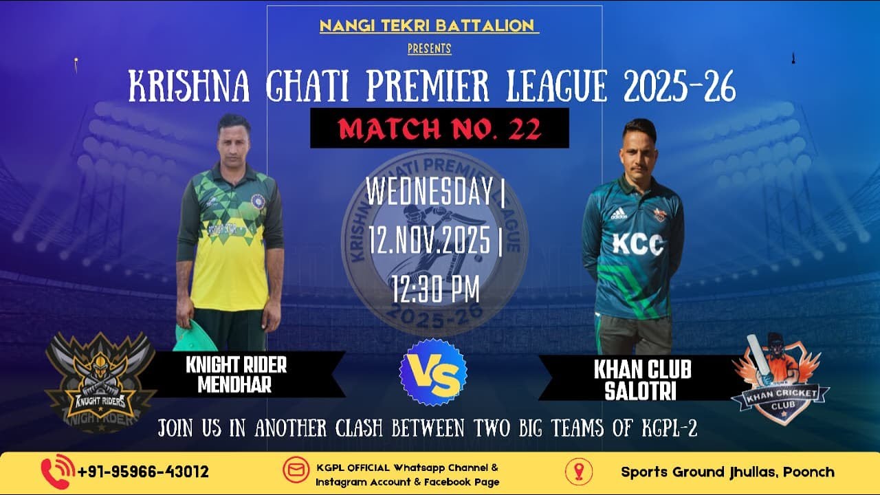 MATCH NO. 22:-   Knight Rider Mendhar vs Khan Club Salotri