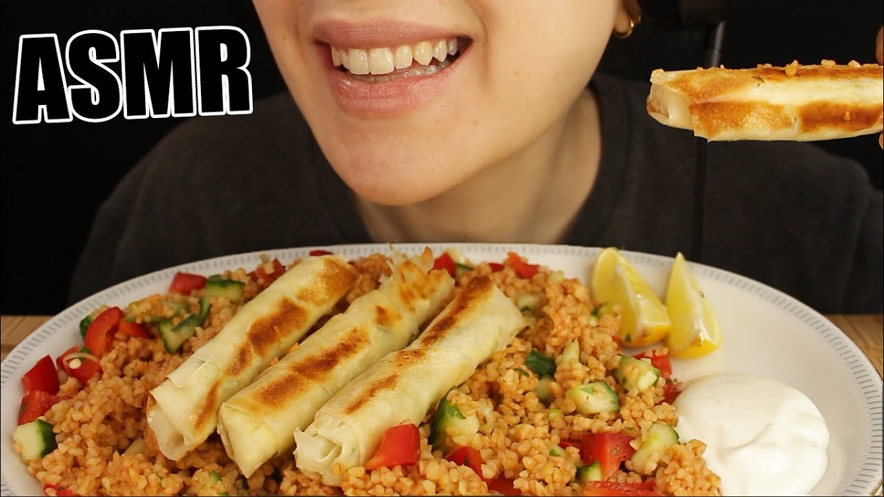 ASMR  CRUNCHY BÖREK w/ BULGUR SALAD TURKISH FOOD MUKBANG EATING SOUNDS No Talking 먹방 Kasmia ASMR