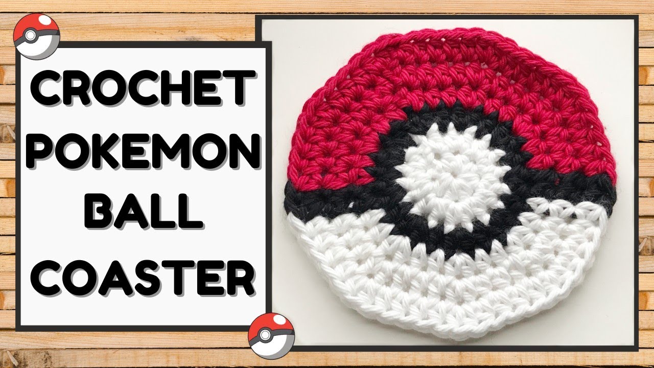 How to Crochet a Pokeball Coaster, Step by step Crochet Tutorial