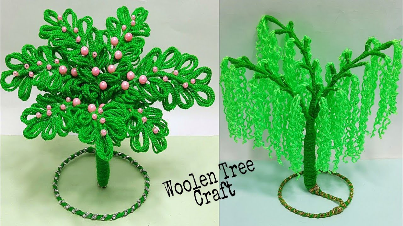 ऊन से गुलदस्ता बनाने का आसान तरीका/DIY Easy Woolen Guldasta Craft/Woolen Tree Craft idea/Wool making