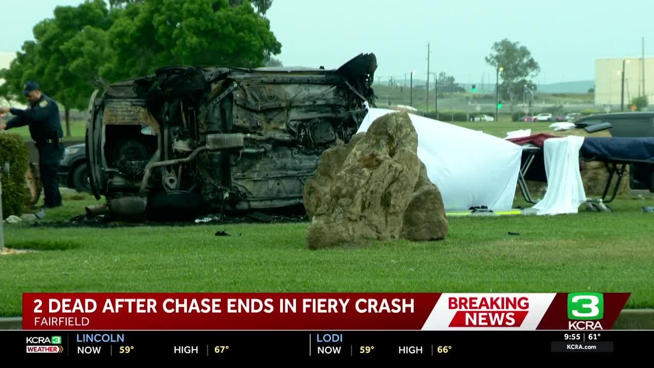 2 die at Travis Air Force Base after pursuit, fiery crash, officials say