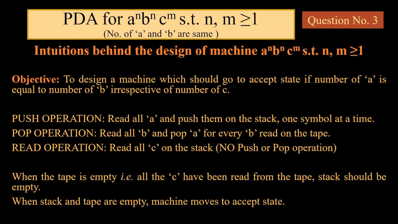 Push Down Automata Examples Ex 2 (Method I)