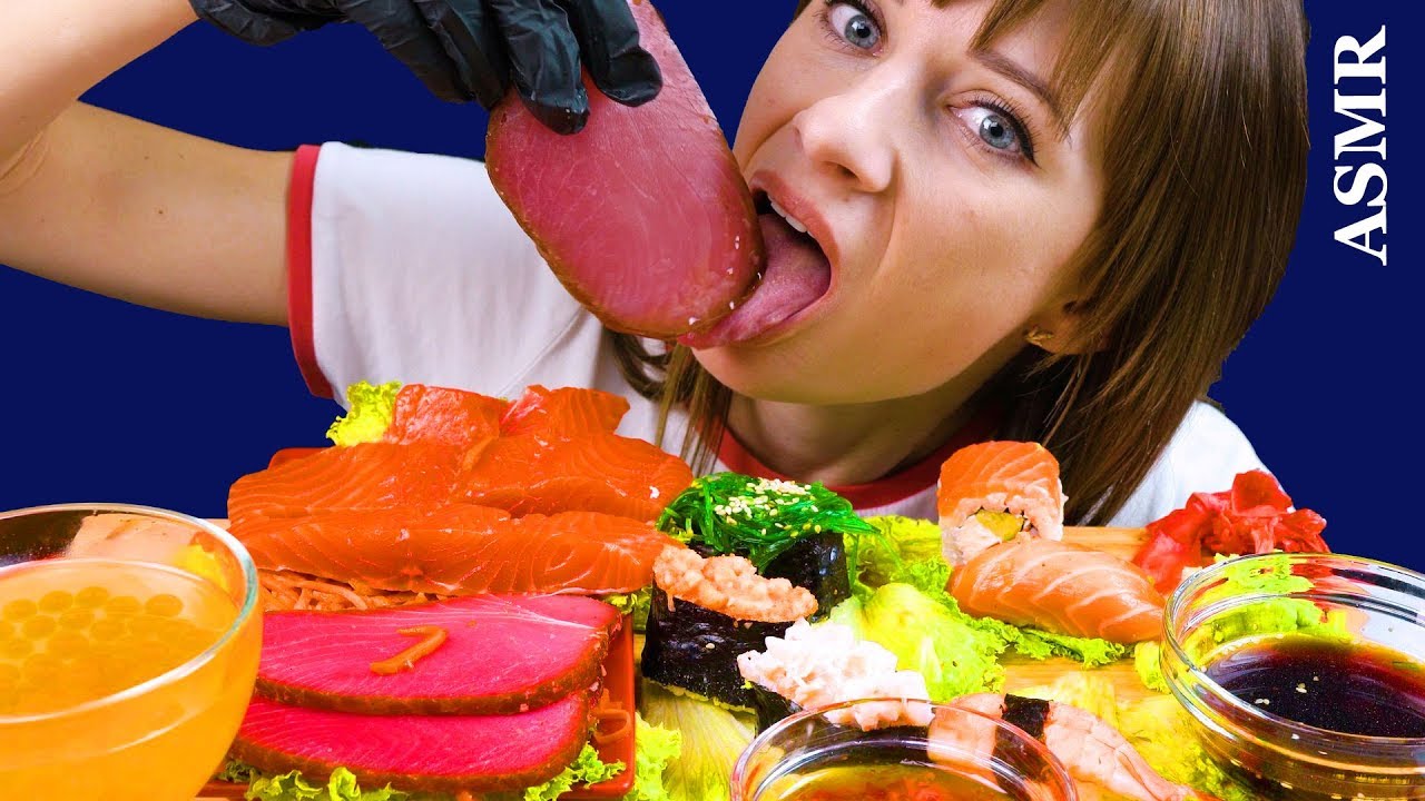 ASMR SUSHI & SASHIMI SALMON vs TUNA NO TALKING | Lilibu ASMR