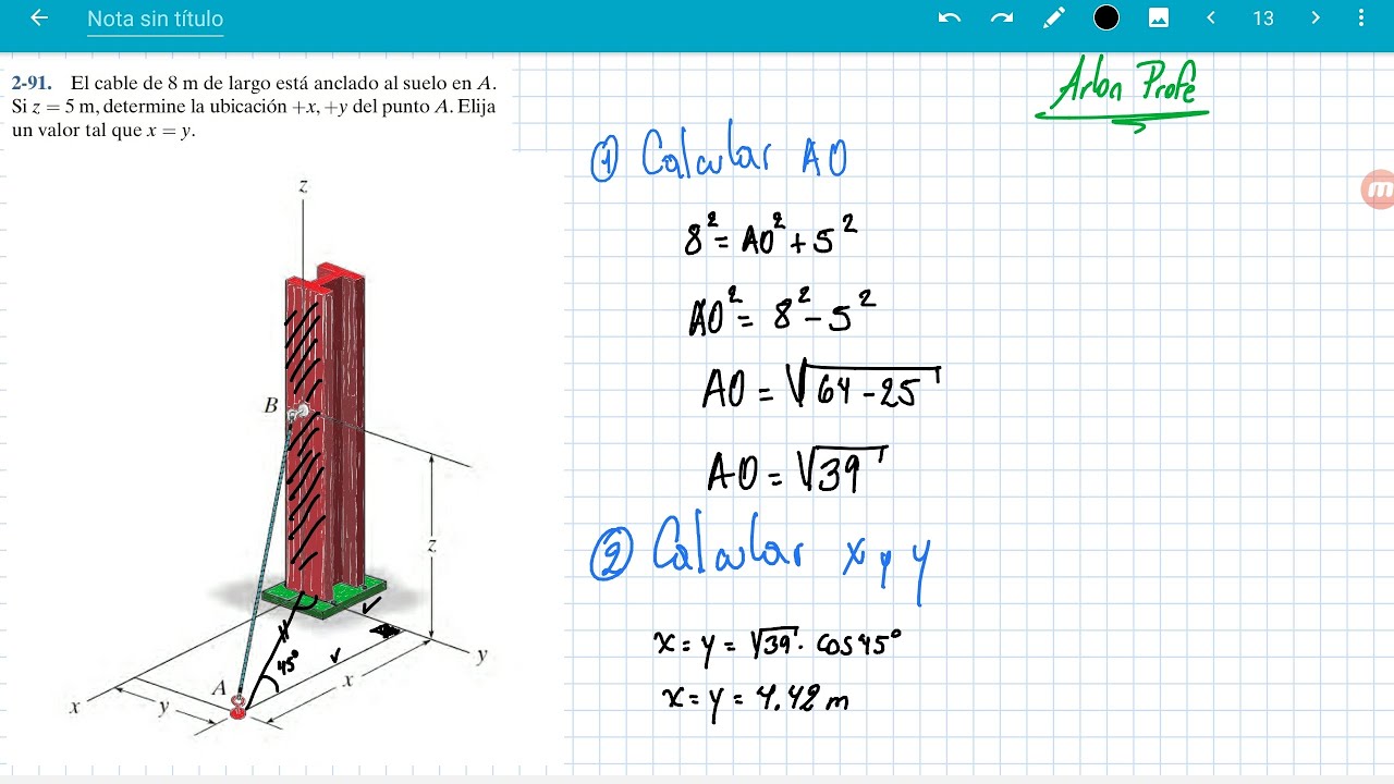 Estatica - Ejercicio 2.91 Hibbeler edición 14 Vector fuerza dirigido en una línea 