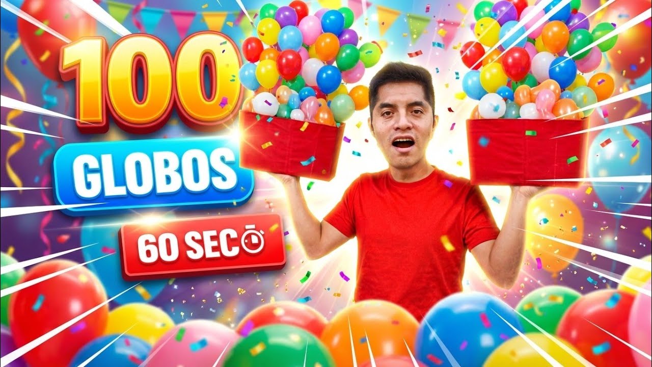 100 GLOBOS, REVENTARLOS EN 60 SEGUNDOS⏱️🎈💥