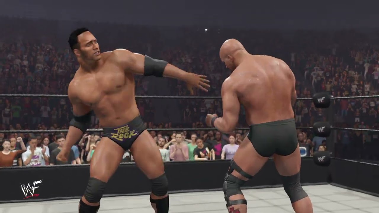 Realistic AI simulation sliders Main Event Match Rock vs Austin