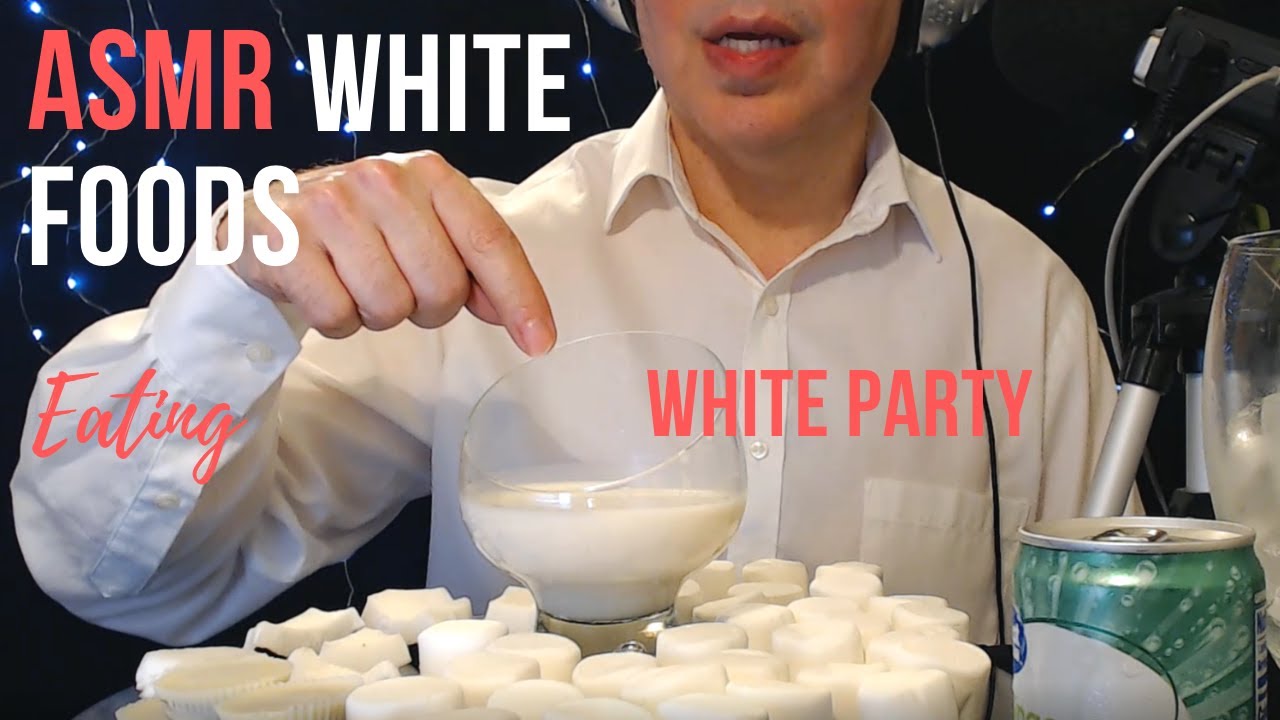 ASMR Eating Sounds of SWEET WHITE FOODS. White Foods DESSERT PARTY!  MUKBANG ! EATING SHOW!🎈✨🎈