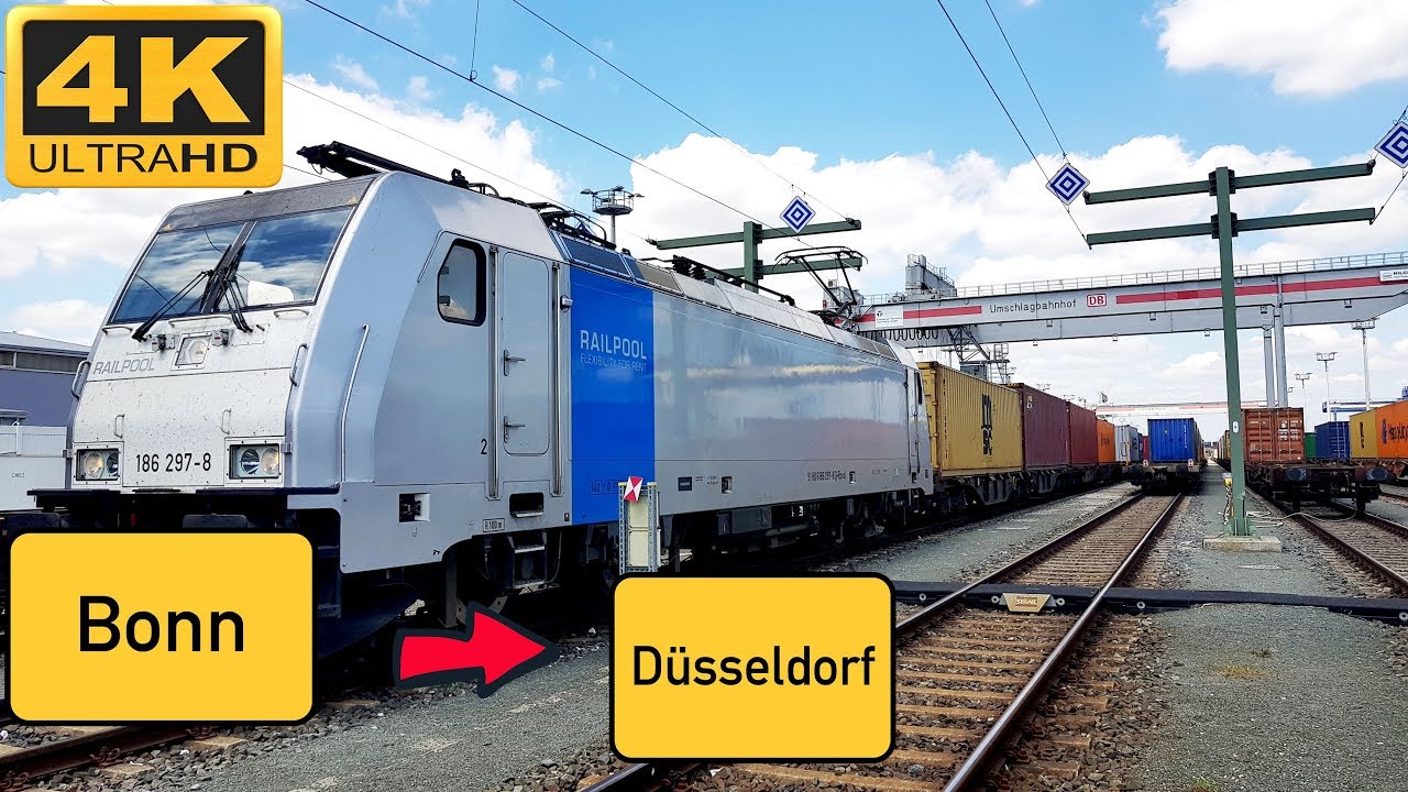 【4K】 Führerstandsmitfahrt Bonn GBF nach Düsseldorf Rath .  Über Köln,Opladen ( BR 186 )