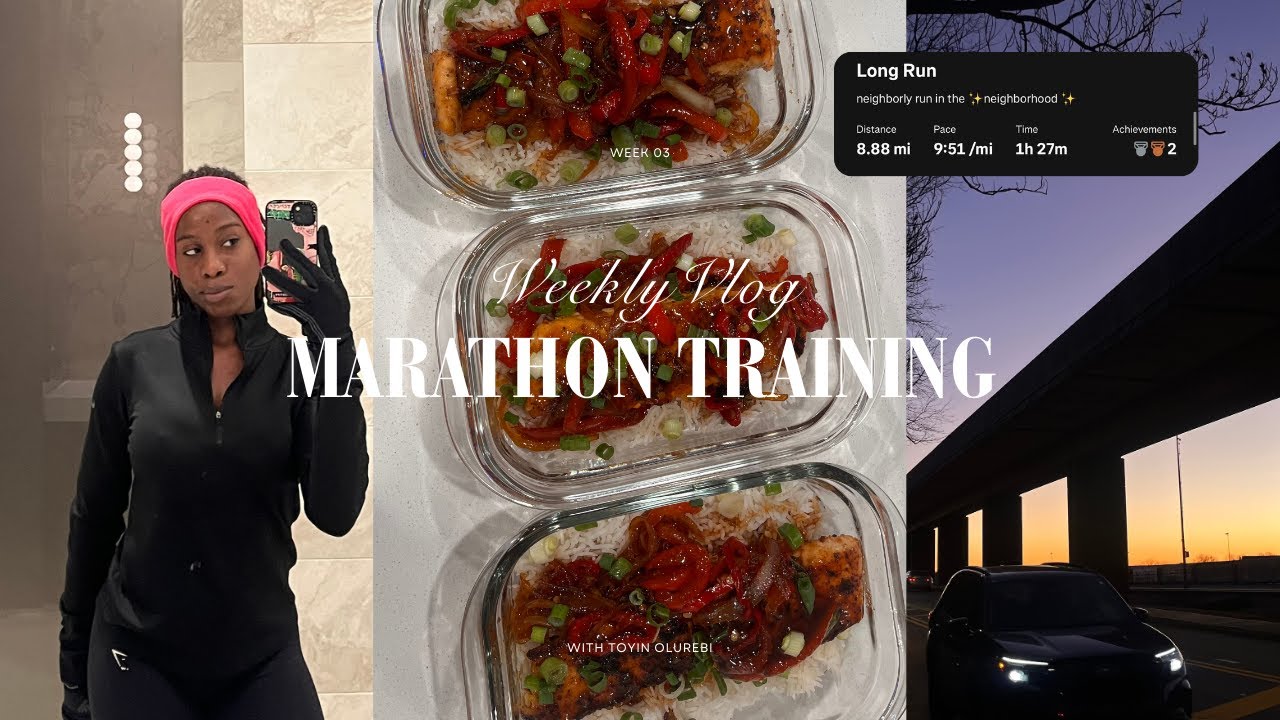 training for my 1st marathon!! | week 3 - meal prep, week of hiit workouts, long run, & new shoes!!