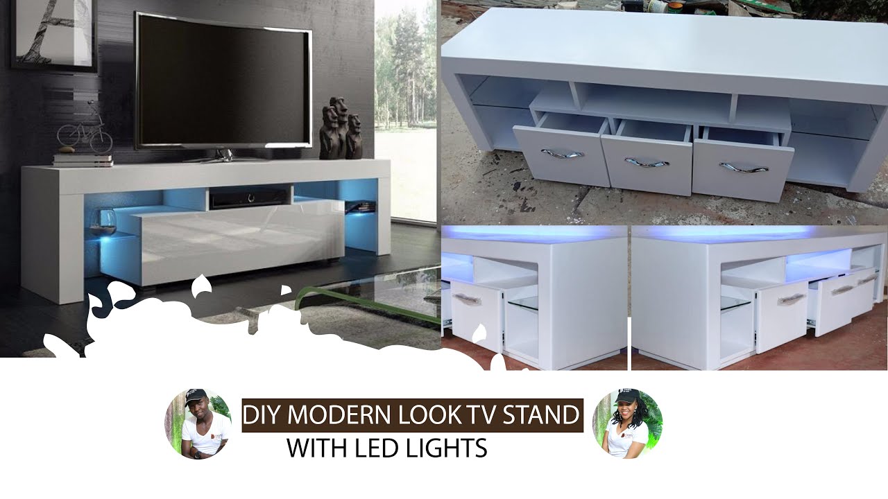 DIY MODERN CONSOLE TV STAND WITH LED LIGHTS