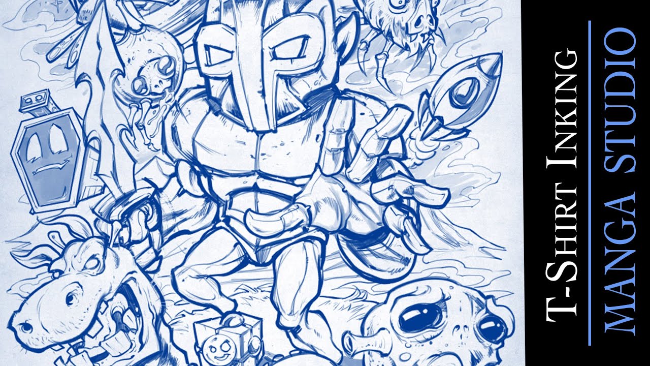 Inking In Manga Studio 5 (Clip Studio Paint) for T-Shirt Design