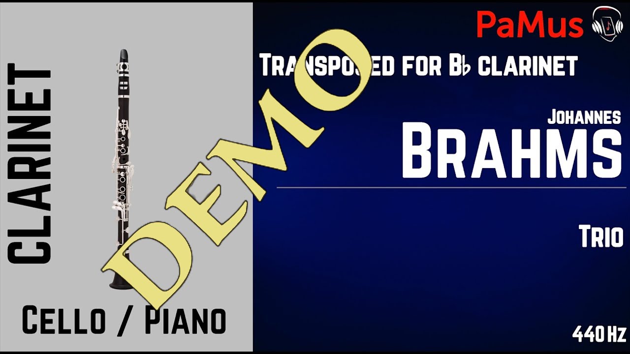 J. Brahms: Trio for clarinet transposed in B flat, cello and piano  accompaniment