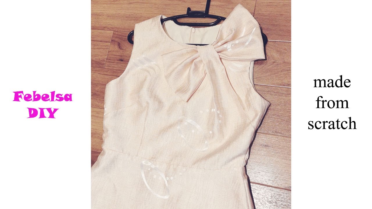 V050 How to make Asymmetrical Bow Dress - May đầm cổ nơ lệch